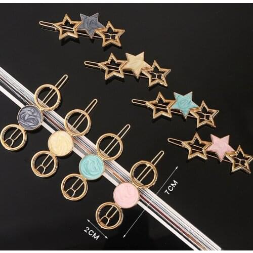 Fashion Girls Cute Psychedelic Round Star Alloy Hair Clip Headwear Hair Ornament Hairpin Barrette Women Hair Accessories