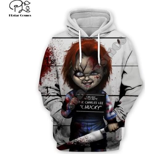 Men Halloween terror Movie Childs play Chucky 3d print Hoodies unisex Sweatshirts casual zipper pullover tracksuit t shirts
