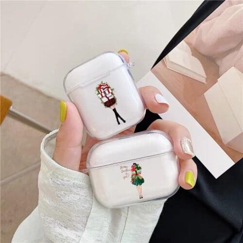 Lovely Christmas girl TPU soft silicone Airpod Case For Airpods 2 Airpods1 Airpods pro 3 TPU Fundas cover