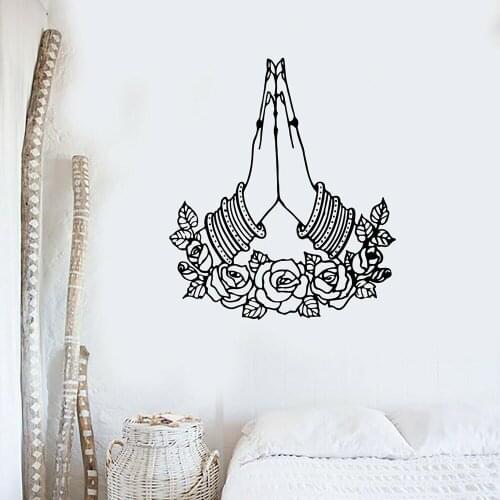 Yoga gesture Wall Decal Welcome Namaste Hands Yoga Meditation Room Wall Stickers Yoga Room Decoration Design Vinyl Decals B380