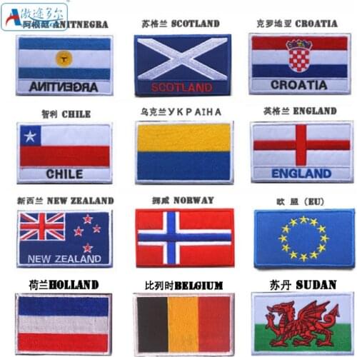 The Patches countries flags 3D embroidery for clothes clothing stickers personalized custom embroidered badge Hook/Loop 8*5CM