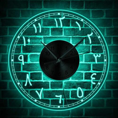 Vintage India Numerals Acrylic Wall Clock Ancient Numbers LED Lighting Backlight Wall Watch Islamic Home Interior Decoration