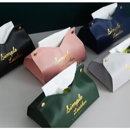 Originality PU Leather Tissue Box Rectangle Creative Design Household Vehicle Tissue Bag Foldable Napkin Holder Storage Box 1pc