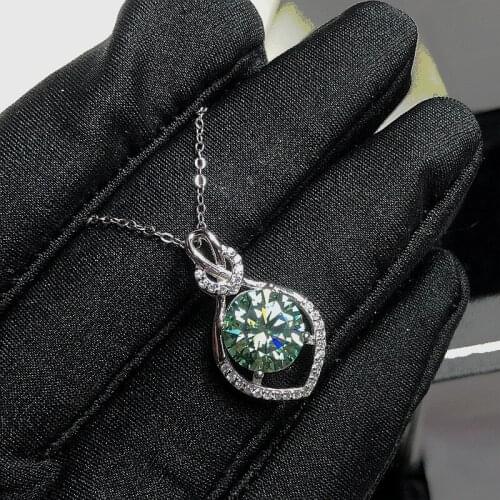 Rose Gold Silver Color Chain Necklace Charming Round Green Zircon Pendant Necklace Luxury Crystal Water Drop Necklaces For Women