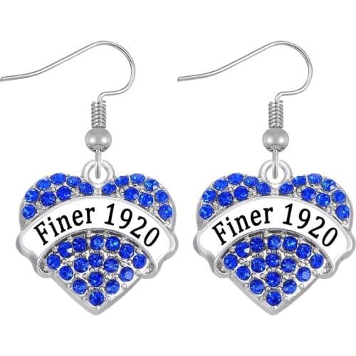 Personalization Greek society ZETA PHI BETA sorority Jewelery Earrings Crystal Inlay Heart-shaped Metal Finer 1920 charm eardrop