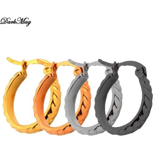 DarkMag 1 Pair Small Hoop Earrings Stainless Steel Circle Pendientes Hoop Earrings for Women Men AreteEarring Ear Bone Buckle