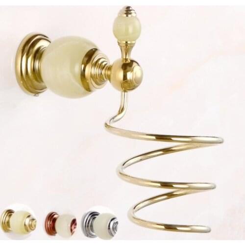 Bathroom Rack European Style Copper Hair Rack Wind Tube Frame Jade Rose Gold/Silver/Gold Hair Dryer Rack Bathroom Shelves