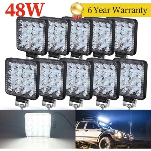 10pcs Turack 48W LED Work Light Bar Spot Beam Car SUV Off-Road Driving Fog Lamp 12V 24V LED Light Bar 27W Turck 4x4 Boats