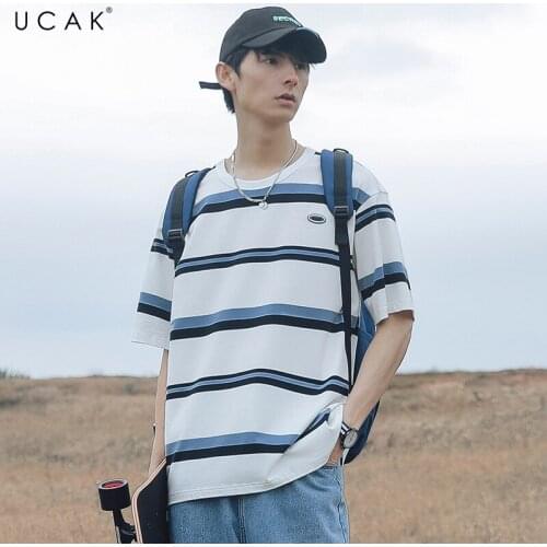 UCAK Brand Men T Shirt Summer Loose T Shirt Casual Short Sleeve O-Neck Tshirt Pure Cotton Oversized T-Shirt Tops Tee U5675