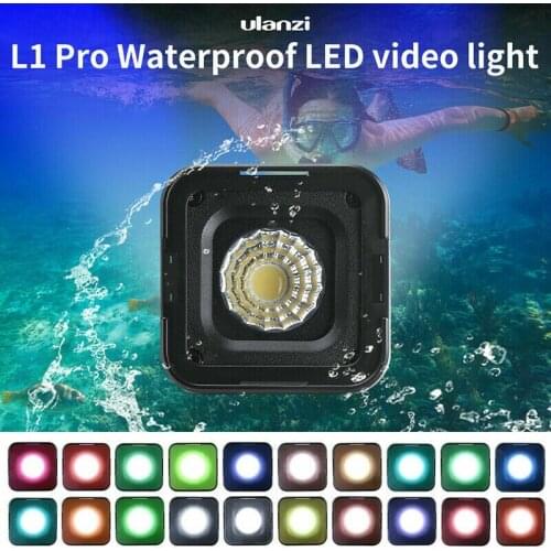 Ulanzi L1 Pro Waterproof Dimmer LED Video Light 5600K w 20 Color Filters Led Lamp for Drone DJI Osmo Pocket Gopro 7 DSLR Cameras