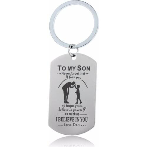 Inspirational Gifts Daddy Dad Love To Son Family Keychain Stainless Steel Keyring Boys Kids Key Chains Energy Jewelry Key Holder