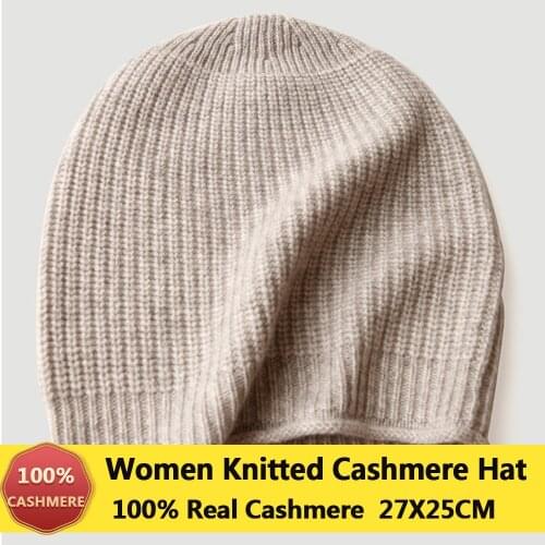 Knitted 100% Natural Hat and Cap for Winter Men Unisex Warm Fashion Knit Beanie Pure Cashmere Knitted Cap Warm Soft Hat