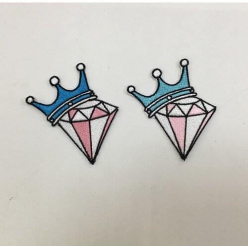 Embroidered Crown Diamond Patch Iron On Sewing Stickers for Clothing Decoration DIY Bags Shoes Pants Appliques Fabric Badges