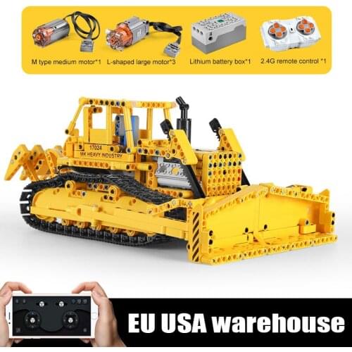 MOULD KING 17024 High-Tech Car The APP Control Bulldozer RC Caterpillar D8K Set Assembly Building Blocks Kid Christmas Toys Gift