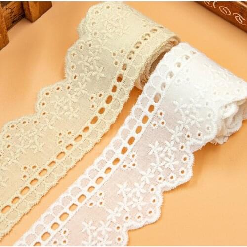 15Yards/pack New Ccotton Strip Flower Embroidery Clothing Skirt LaceHome Textile Accessories Width 19.5 cm