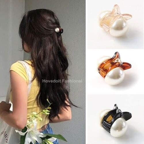 Korean Sweet Mini Round Pearl Hairpins For Women Girls Hair Claw Barrettes Hair Crab Clips Styling Make UP Tool Hair Accessories