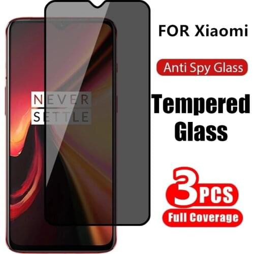 3pcs Anti-Spy Tempered Glass For Xiaomi Redmi Note7 8 9 10 Pro 9S 8T 8A redmi 7 9A Privacy Screen Protector note8pro Lite