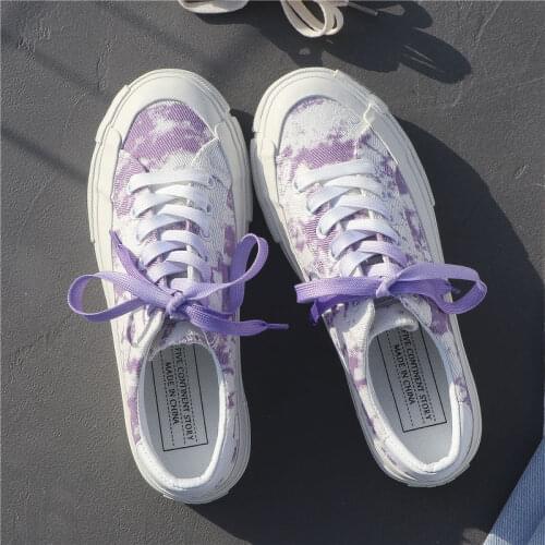 2021 New Lace Up Canvas Shoes Women Casual Shoes INS Fashion New Female Gradient Color Vulcanized Sneakers Woman