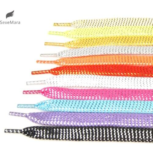 2Pairs 110 CM Women Flat Golden Silver Shoe Laces Super Long Daily Party Camping Shoelaces Growing Canvas Strings Flat Laces