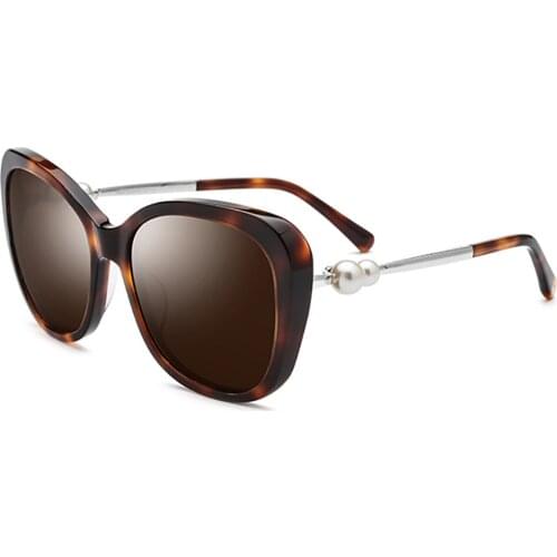 Fashion Women Polarized Sunglasses 2 Colors Black/Brown UV400 Glasses For Women With Pearl JDA3164