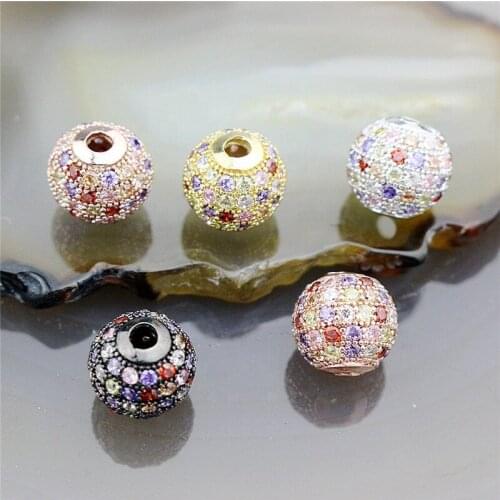 10mm 20pcs/lot Colorful cz micro pave beads charm,10mm cz round beads jewelry,handmade diy jewelry cheap plating component