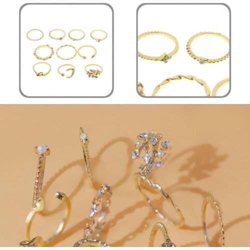 Alloy 10Pcs Beautiful Cubic Zirconia Jewelry Ring Women Fashion Ring Flower Jewelry Accessories