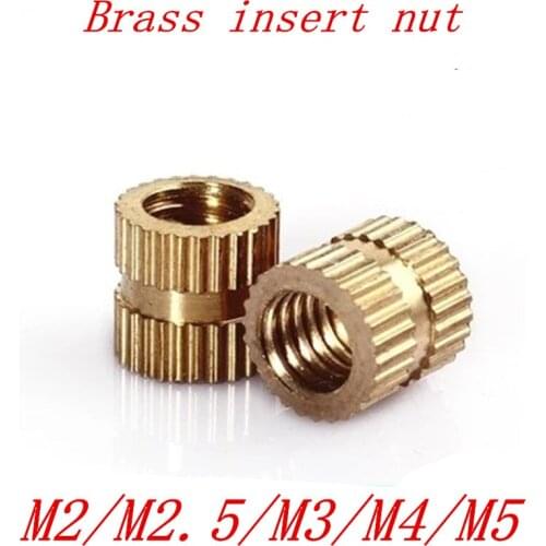 1000pcs wholesale M2 M2.5 M3 M4 M5 Braass insert nut Injection Molding Brass Knurled Thread Inserts Nuts
