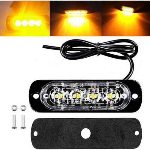 DC 12V Black Shell+Transparent Lens Amber LED Bar Car Truck Emergency Lights Lamps Автомобильные лампы W/Protection Pad
