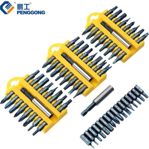 17pcs Screwdriver Bit Set with 1/4'' Hex Shank Magnetic Bits Holder S2 Alloy Steel Phillips Slotted Hex Torx Screw Driver Bits