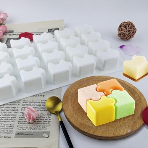 20 cavity puzzle silicone cake molds Mousse Dessert Mould Ice Cubes Muffin Pan Pastry Form Cake Decorating Tools Baking moulds