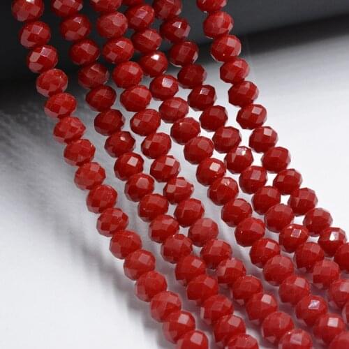 4 * 6mm Porcelain Red Football Faceted Austrian crystal plated color Round Loose beads Jewelry bracelet accessories making DIY
