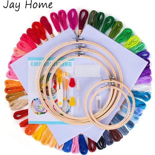 50 Colors Skeins Embroidery Floss Cross Stitch Embroidery Hoop Kit Knitting Craft Sets DIY Needlework Craft Sewing Accessories