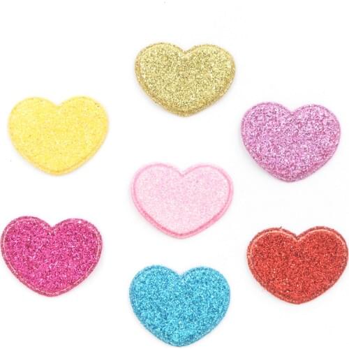 80PCS Mixed Glitter Leather Heart Shape Fabric Felt Appliques for DIY Sewing Supplies Kids Craft/Clothes Accessorie F00