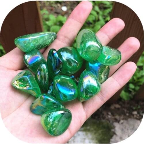 Green Aura Clear Quartz Tumbled Stones Wholesale Natural Carved Gemstone For Home Decoration