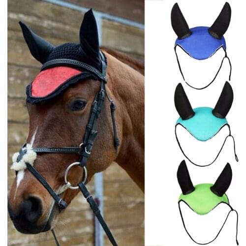 Horse Riding Breathable Meshed Horse Ear Cover Equestrian Horse Equipment Fly Mask Bonnet Net Ear Maks Protector #279730