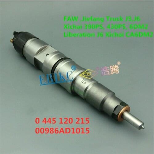 ERIKC 0 445 120 215 Fuel Diesel Injector Common Rail 00986AD1015 Auto Part 0445120 215 for Bosch Xichai 390PS FAW ,Jiefang Truc