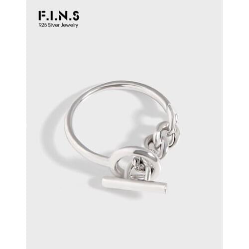 F.I.N.S NEW Unique Design Link Chain OT Buckle S925 Sterling Silver Ring Genuine Silver 925 Circle Bar Finger Ring Fine Jewelry