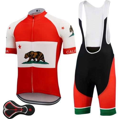 California Cycling jersey set Team cycling clothing ropa ciclismo hombre maillot ciclismo bike jersey bib shorts Gel Pad MTB