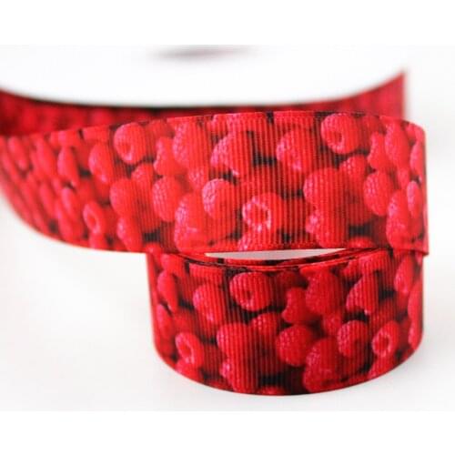 Red raspberry(fruit) printed grosgrain ribbon 9-75mm DIY handmade materials christmas wedding gift wrap tape ribbons