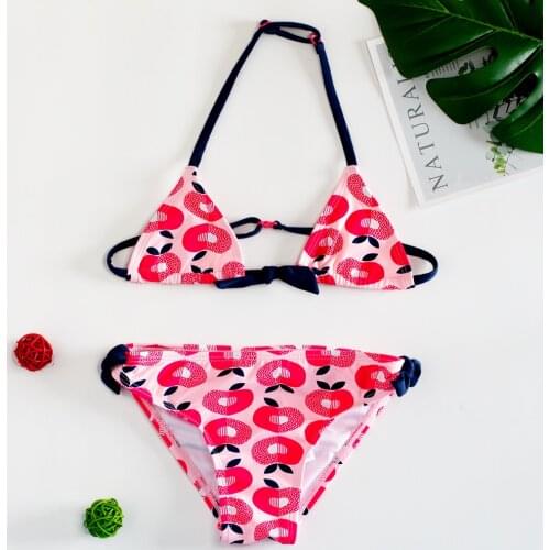 2019 Girls Bikini Swimwear Two-Pieces Children Girls Summer Bathing Suits Cute Apple Beachwear for 3-14years Girls 9011