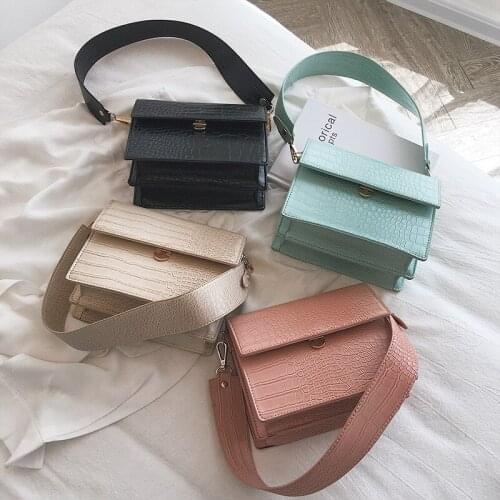 Small Bag Women Bag 2021 New Fashion Wide Band Small Square Bag Western Stone Pattern Messenger Bag Crossbody Bags for Women