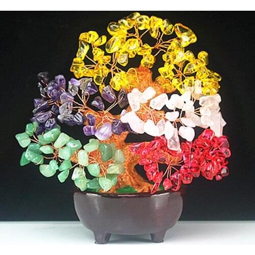 Natural Crystal Lucky Tree Amethyst Rose Quartz Tree of Life Rock Mineral Specimen Reiki Healing Home Decoration gifts Souvenir