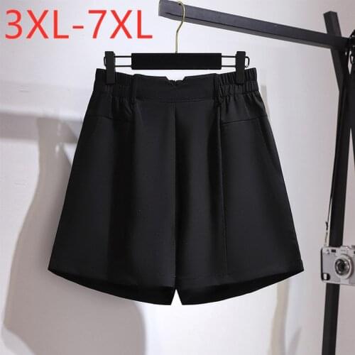 New 2021 Ladies Spring Summer Plus Size Shorts For Women Large Casual Loose Black Pocket Wide Leg Shorts 3XL 4XL 5XL 6XL 7XL