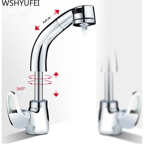 New hardware basin pull faucet Rotating pull hot and cold wash basin wash basin wash head telescopic function lifting faucet