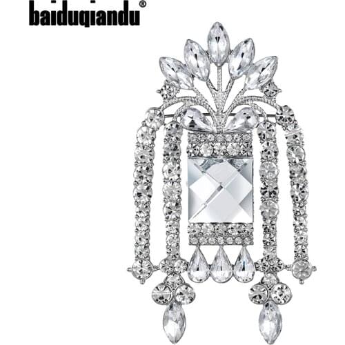Baiduqiandu Brand New Arrival Silver Color Plated Vintage Window Crystal Rhinestones Brooches for Wedding