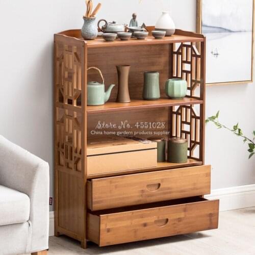 Hot Multi-purpose Teapot Rack Small Tea Set Rack Storage Solid Wood Thick Tea Cup Storage Cabinet Kung Fu Coffee Table