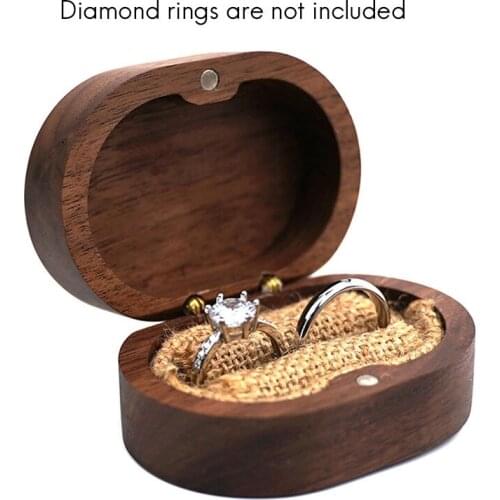 Portable Wood Jewelry Ring Box,Rustic Wedding Wooden Ring Holder, Wedding Ring Bearer Wood Gift Box