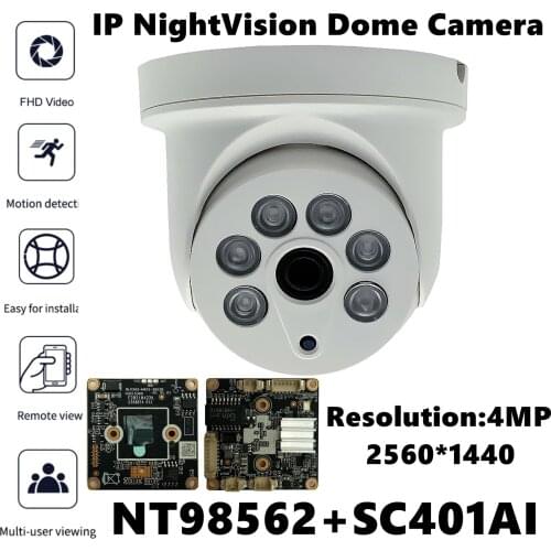 NT98562+SC401AI IP Ceiling Dome Camera 4MP 2560*1440 6 Array LEDs IRC VMS XMEYE ONVIF Low illumination Radiator P2P RTSP