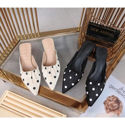 Pointed Low Heel Women Slippers Black/Beige Candy Colors Pointed Toe Casual Slides Outdoor Beach Mules Shoes Female Flip Flops