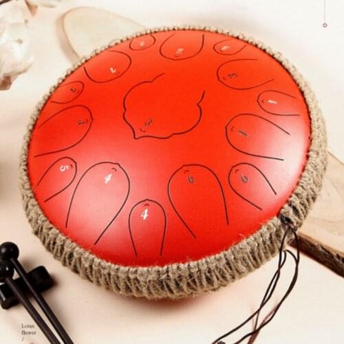 Steel Tongue Drum 13 Inch 15 Tone Handed Pan Drum D Key Pad Tank Sticks Bag Percussion Instruments Accessories Tongue Drum